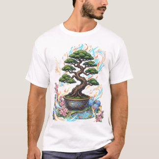 Bonsai Tree Anime Style Graphic. T-Shirt