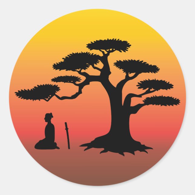 Bonsai Tree at Sunset - Sticker (Front)