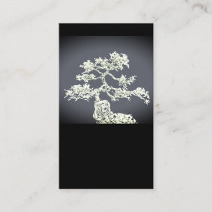 bonsai tree bold artistic nature art on black  business card