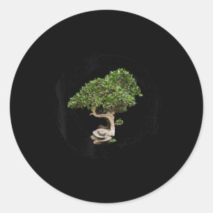 bonsai tree enso circle calligraphy zen classic round sticker