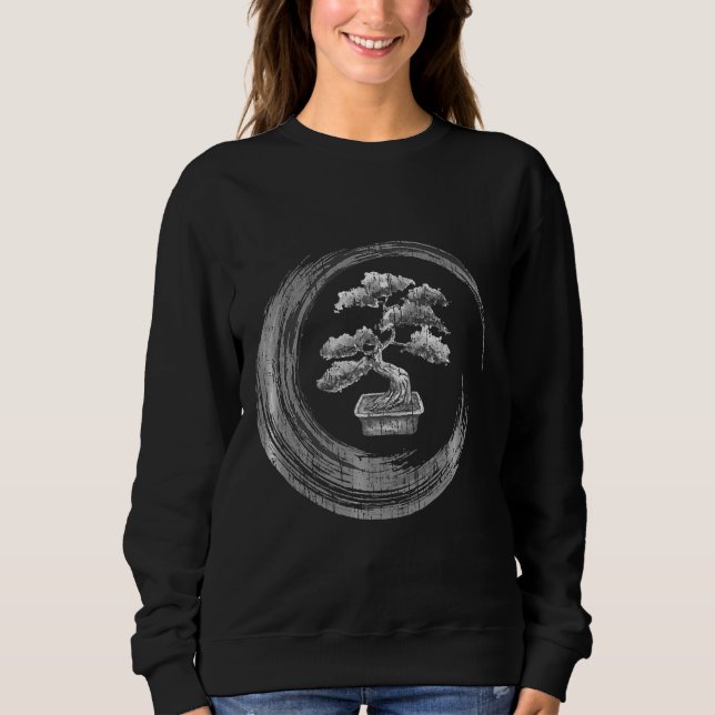bonsai tree enso circle   zen calligraphy art sweatshirt (Front)