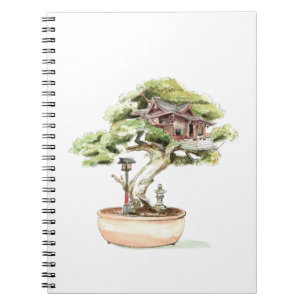 Bonsai Tree Illustration Notebook