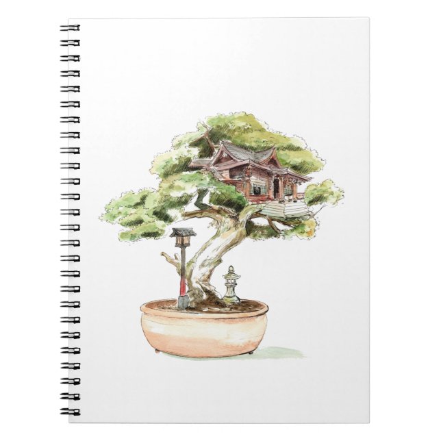 Bonsai Tree Illustration  Notebook (Front)