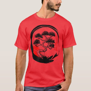 Bonsai Tree in Enso Circle Design Japanese Zen Cal T-Shirt