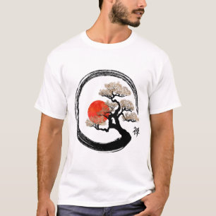 Bonsai Tree Japanese Calligraphy Zen Bonsai Vintag T-Shirt