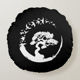 bonsai tree japanese enso circle birds long sleeve round cushion