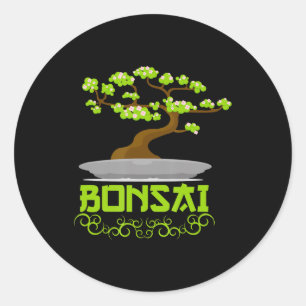 Bonsai Tree Japanese Kanji Classic Round Sticker