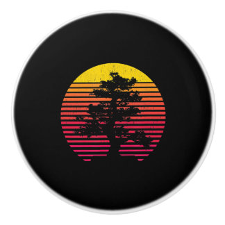 Bonsai Tree Japanese Zen Buddhist Tree  Sunset Ceramic Knob