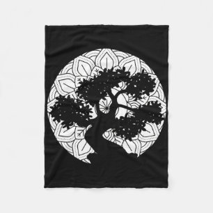 Bonsai Tree Mandala Zen Buddhist Yoga Fleece Blanket