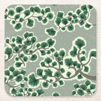 Bonsai Tree Pattern Square Paper Coaster
