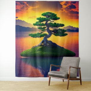 Bonsai Tree Reflection Tapestry