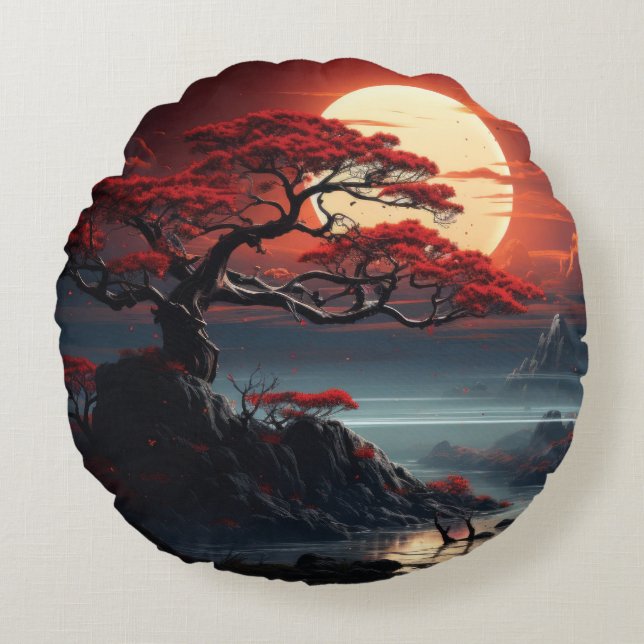 Bonsai Tree  Round Cushion (Front)