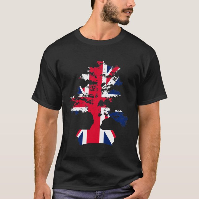 Bonsai Tree UK Flag Graphic Bonsai Mud Men Women T-Shirt (Front)