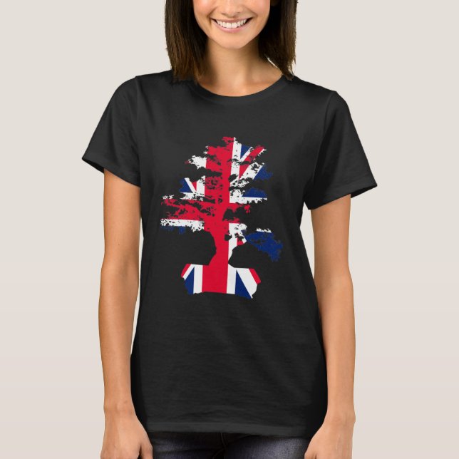 Bonsai Tree UK Flag Graphic Bonsai Mud Men Women T-Shirt (Front)