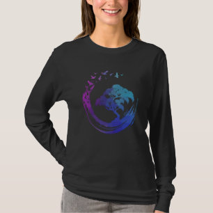 Bonsai Tree With Flying Birds Japanese Zen Buddhis T-Shirt