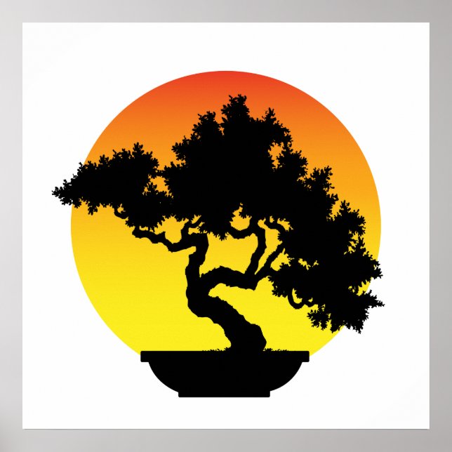 Bonsai Tree with Sunset. Poster (Front)