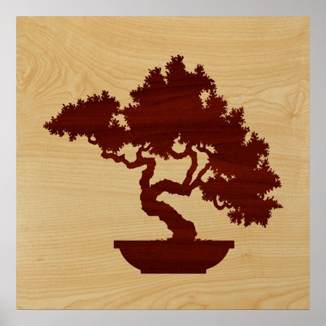 Bonsai Tree - wood inlay. Poster (Front)