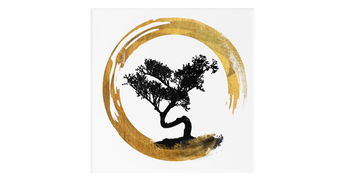 Bonsai Tree. Zen Enso Circle. Watercolor Art | Zazzle.co.uk