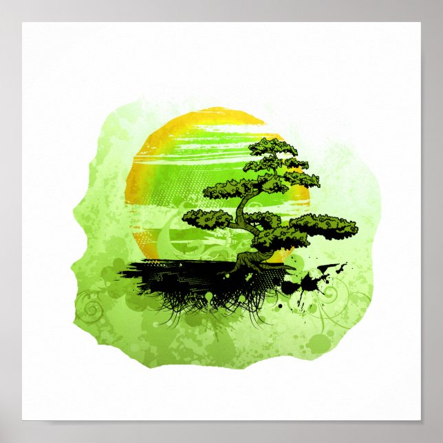 Bonsai Vintage Graphic , Green Version Poster (Front)