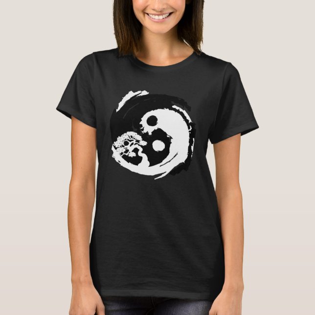 Bonsai Yin Yang Meditation Spirituality Zen Om T-Shirt (Front)