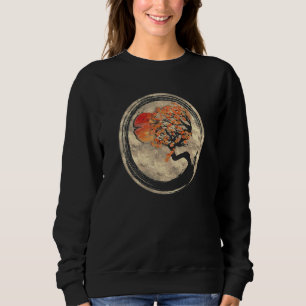 Bonsai Zen Buddhist Enso Circle Tree In Japanese Sweatshirt