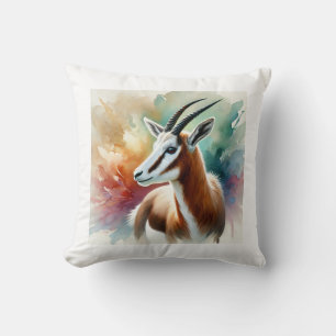 Bontebok in watercolor 220924AREF116 - Watercolor Cushion