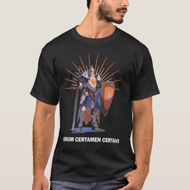 BONUM CERTAMEN CERTAVI Knights Templar Motto T-Shirt (Front)