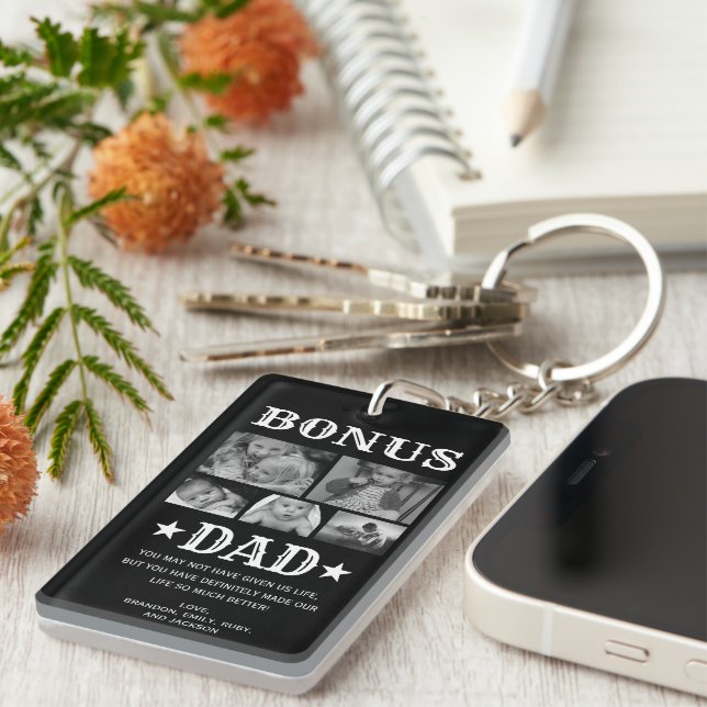 Bonus Dad 5 Photo Fathers Day Key Ring (Front Right)