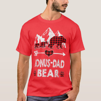 Bonus-Dad Bear Shirt, Red Buffalo Plaid Bonus-Dad  T-Shirt