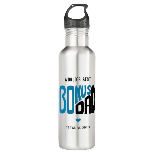 Bonus Dad Blue and Black Text 710 Ml Water Bottle (Front)