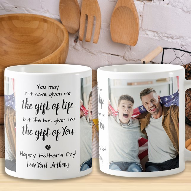 BONUS DAD Custom 2 Photo Step Dad Father's Day Coffee Mug (Creator Uploaded)
