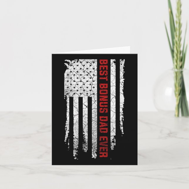 Bonus Dad Ever American Usa Flag Fathers Day Gift  Card (Front)