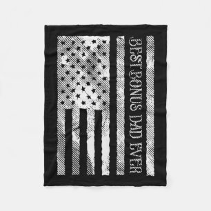 Bonus Dad Ever Us Flag Vintage Patriot Stepdad Men Fleece Blanket