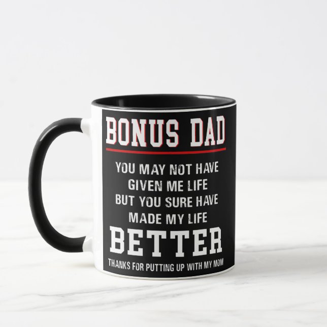 Bonus Dad for Step Father on Birthday Father's Mug (Left)