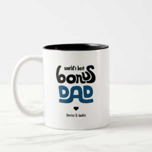 Bonus Dad Hand Drawn Blue and Black Two-Tone Coffee Mug