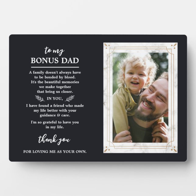 Bonus Dad Marble Photo Frame Navy  (Front)