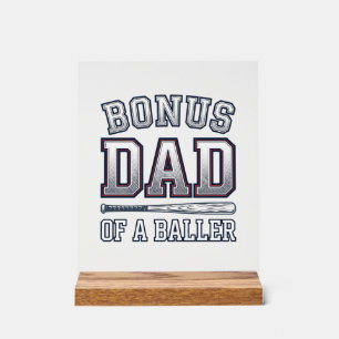 Bonus Dad of a Baller Vintage Sports Shirt Design_ Acrylic Sign