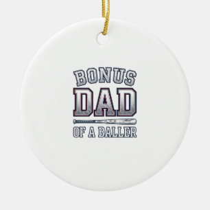 Bonus Dad of a Baller Vintage Sports Shirt Design_ Ceramic Tree Decoration