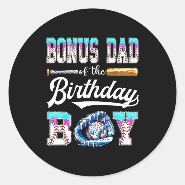Bonus Dad Of The Birthday Boy Baseball Ice Cream D Classic Round Sticker (Front)