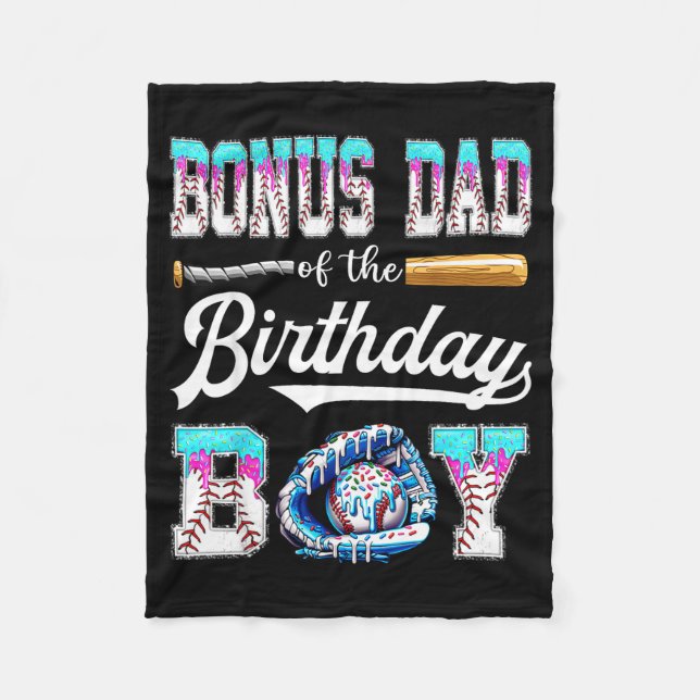 Bonus Dad Of The Birthday Boy Baseball Ice Cream D Fleece Blanket (Front)