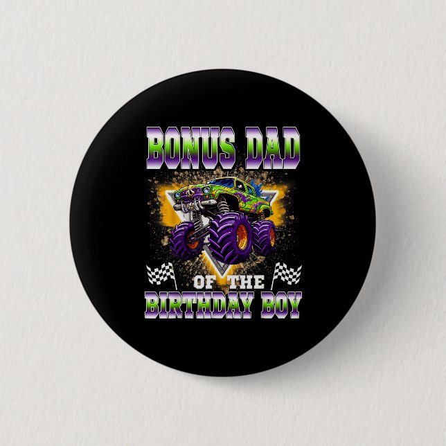 Bonus Dad Of The Birthday Boy Monster Truck Birthd 6 Cm Round Badge (Front)