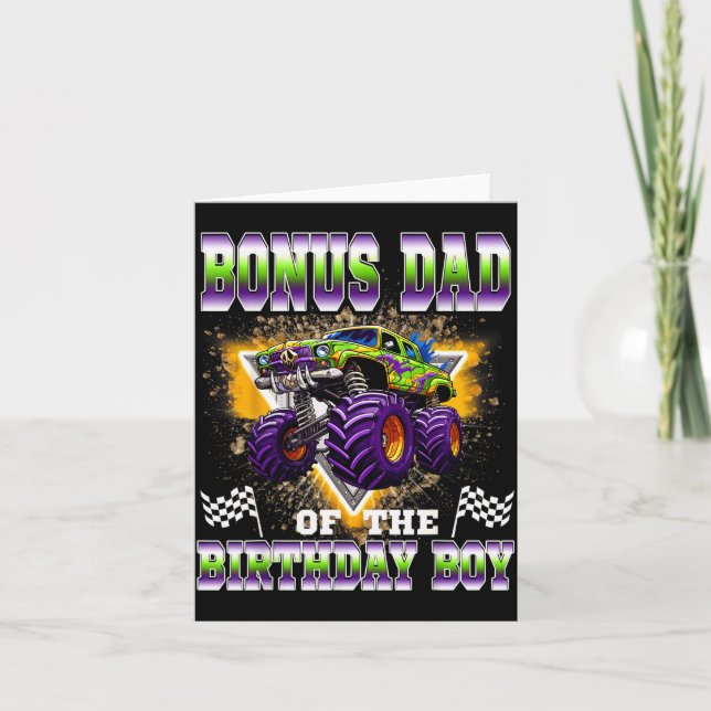 Bonus Dad Of The Birthday Boy Monster Truck Birthd Card (Front)