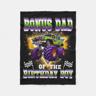 Bonus Dad Of The Birthday Boy Monster Truck Birthd Fleece Blanket