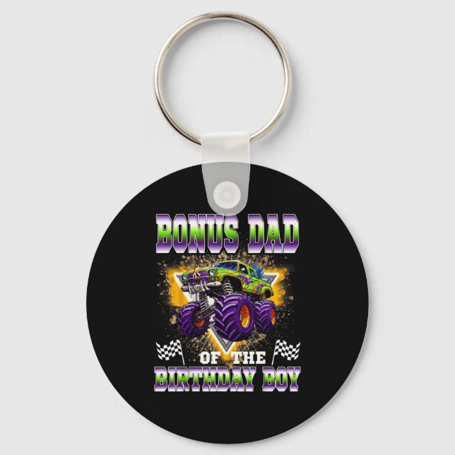 Bonus Dad Of The Birthday Boy Monster Truck Birthd Key Ring (Front)