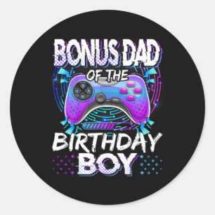 Bonus Dad Of The Birthday Boy Video Game Funny Bda Classic Round Sticker