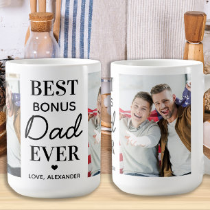 BONUS DAD Personalised 2 Photo Father's Day Coffee Mug