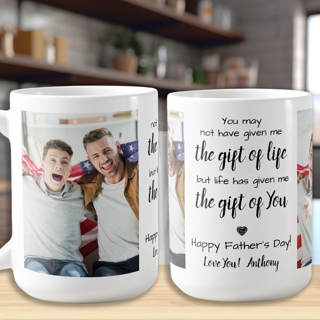 BONUS DAD Poem Custom 2 Photo Father's Day Coffee Mug (Creator Uploaded)