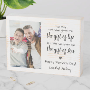 BONUS DAD Poem Personalised Photo Father's Day  Wooden Box Sign