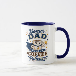 Bonus Dad Runs On Coffee And Patience Blue Mug