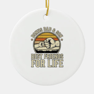 Bonus Dad & Son Best Friends Vintage Shirt Design_ Ceramic Tree Decoration
